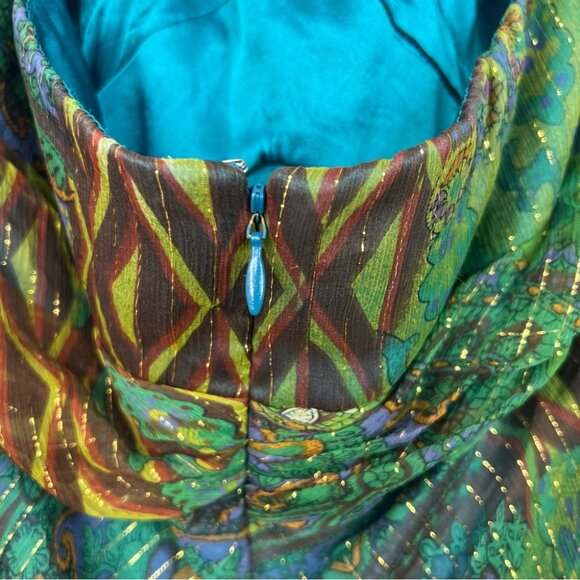 Cache dress long halter tie up beaded tassle Green and Brown Backless Dress - Picture 12 of 15